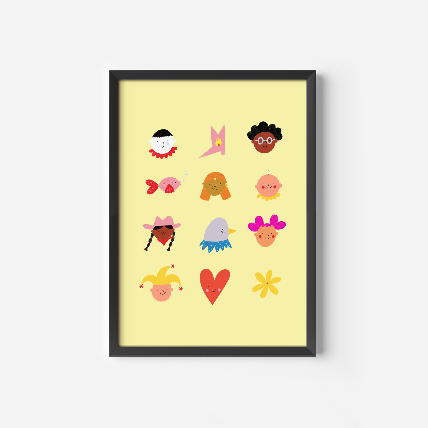 Cute Faces Art Print Yellow image 2