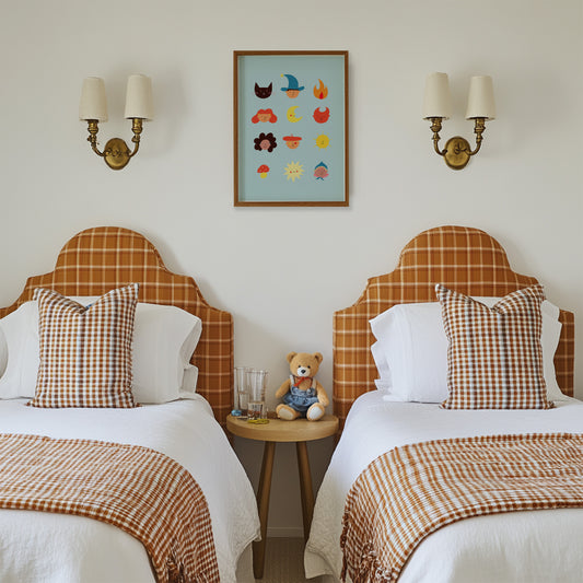 Cute Faces Art Print Blue