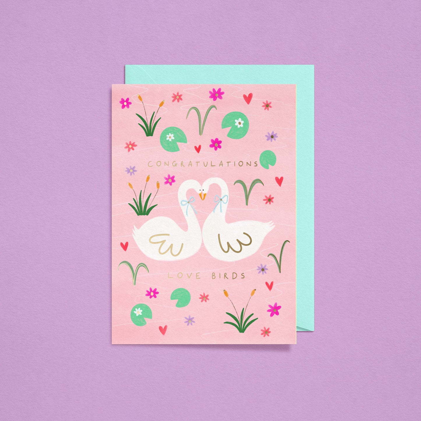 Love Birds Wedding Card | Gold Foiled Card