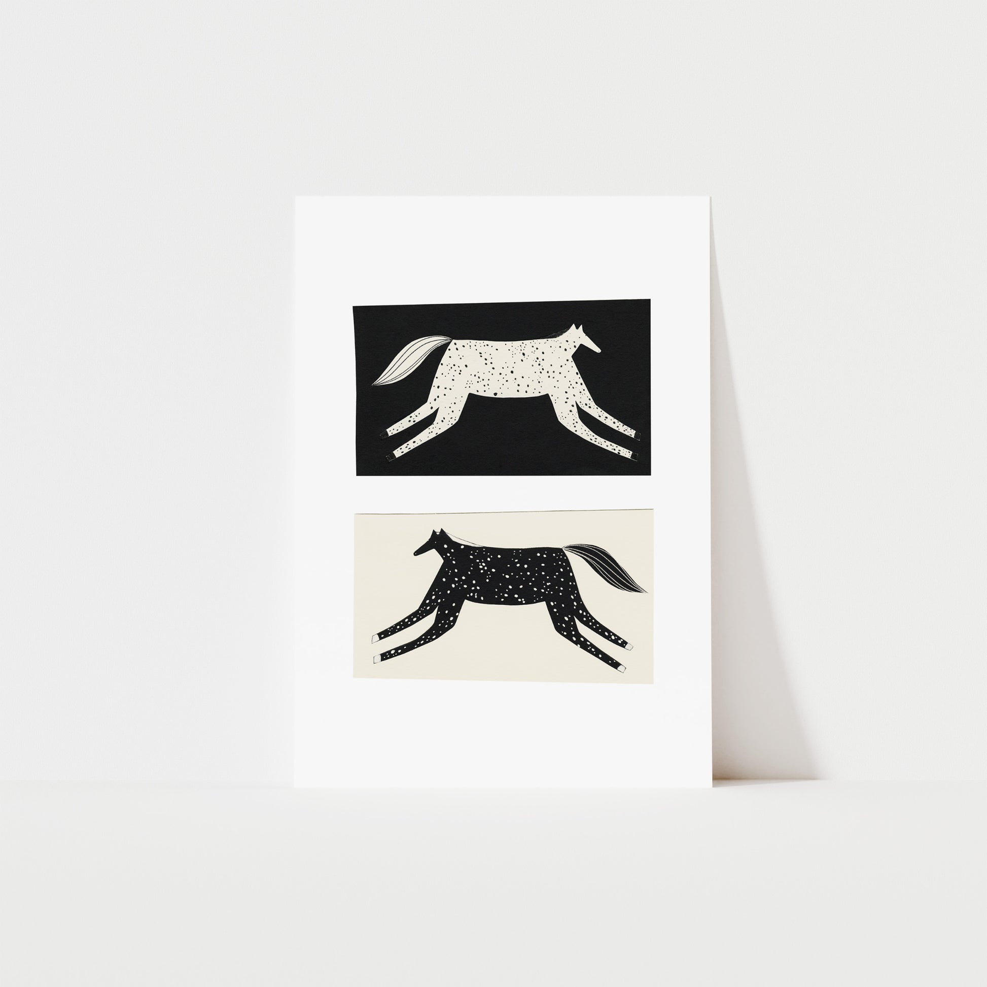 Black And White Horse Art Print image 0