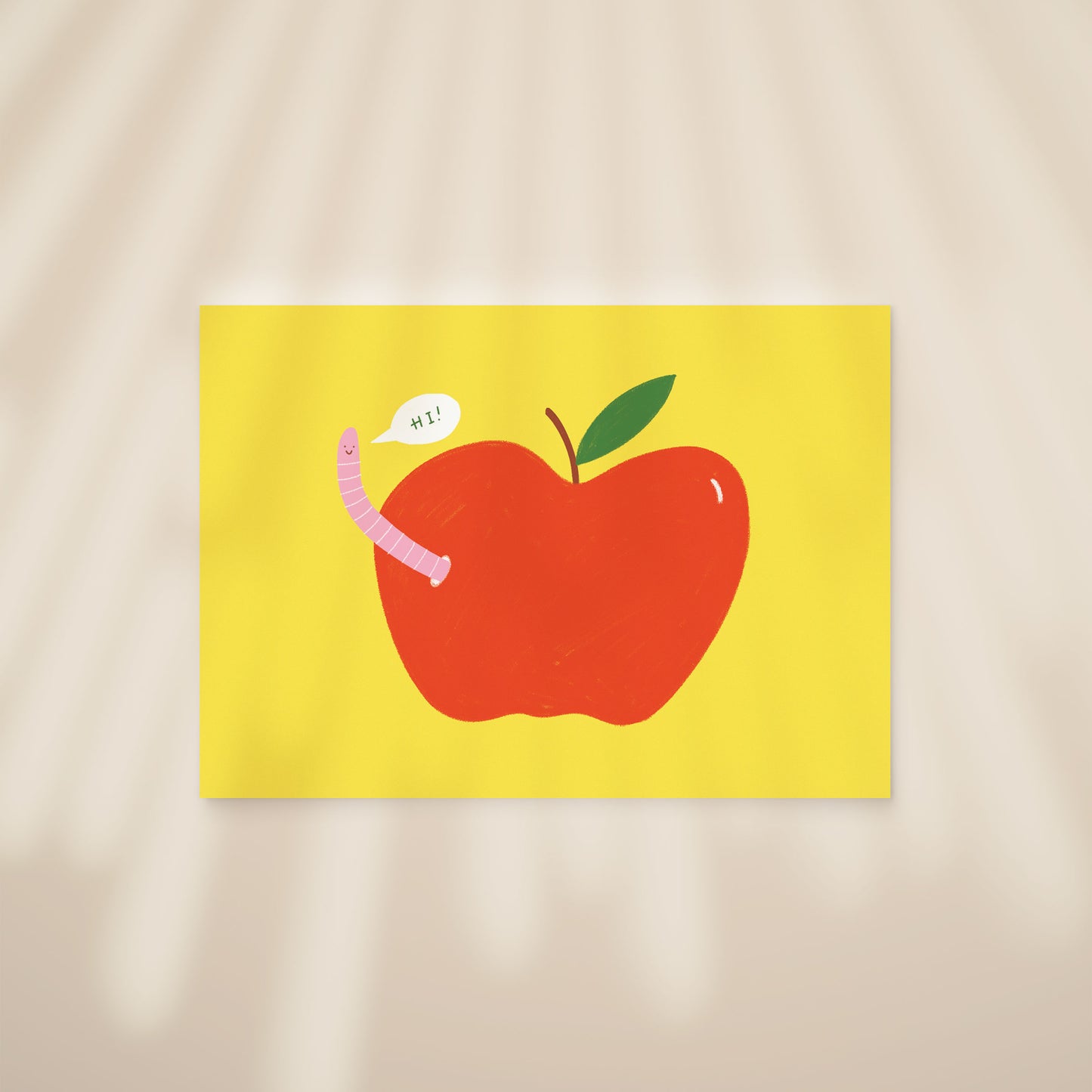 Worm In Apple Postcard Print image 3