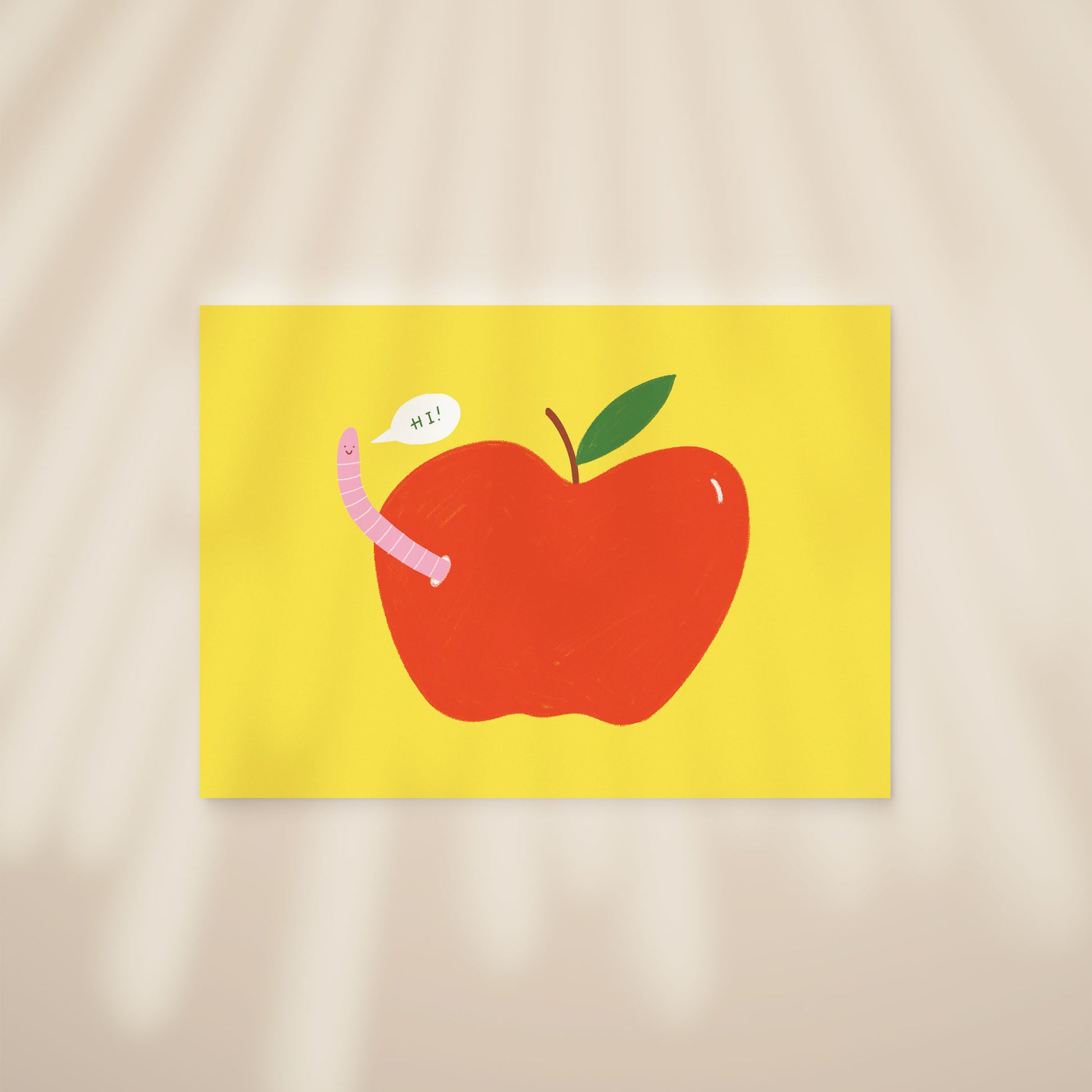 Worm In Apple Postcard Print image 3