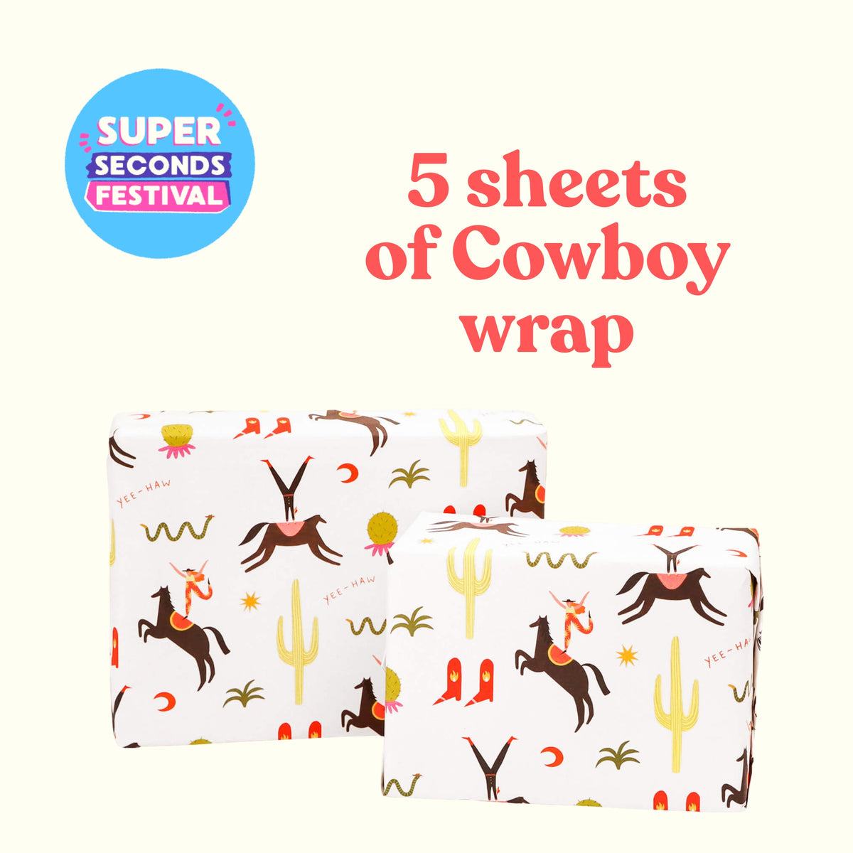 Cowboy Wrapping Paper - 5 Sheets