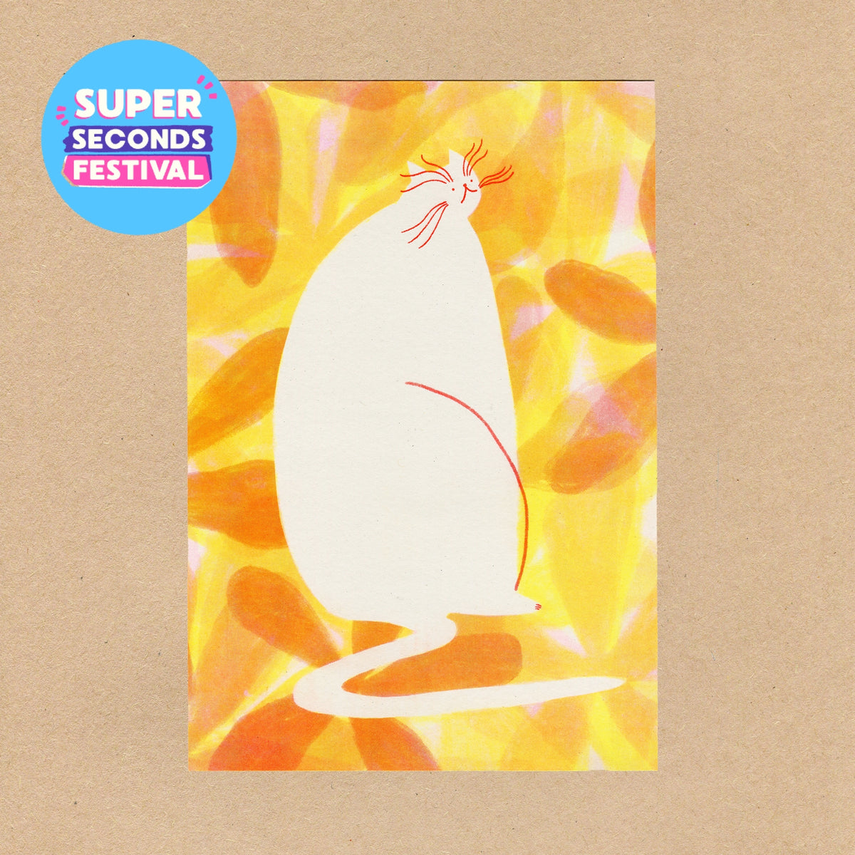 Risograph Orange Cat Print