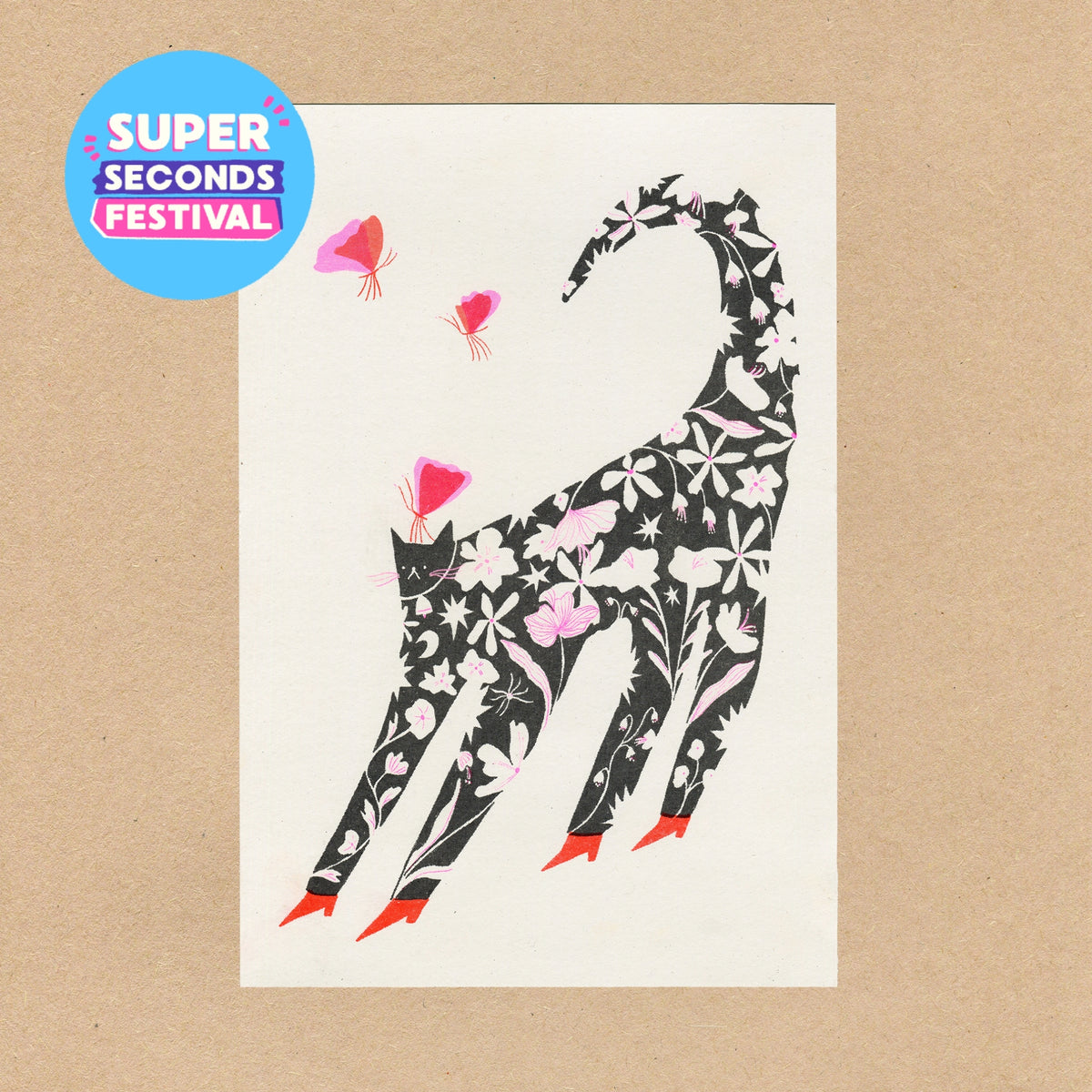 Risograph Black Cat Print