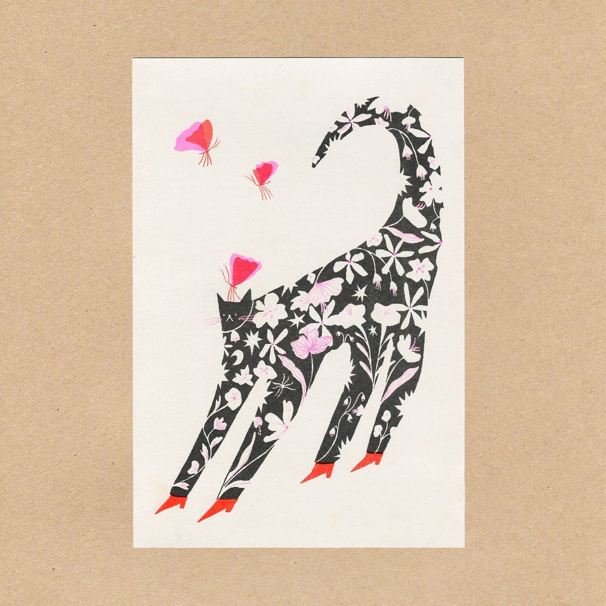 Risograph Black Cat Print