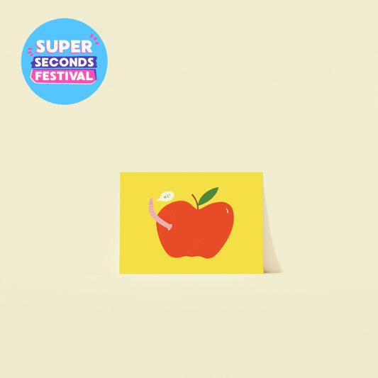 Worm In Apple Postcard Print