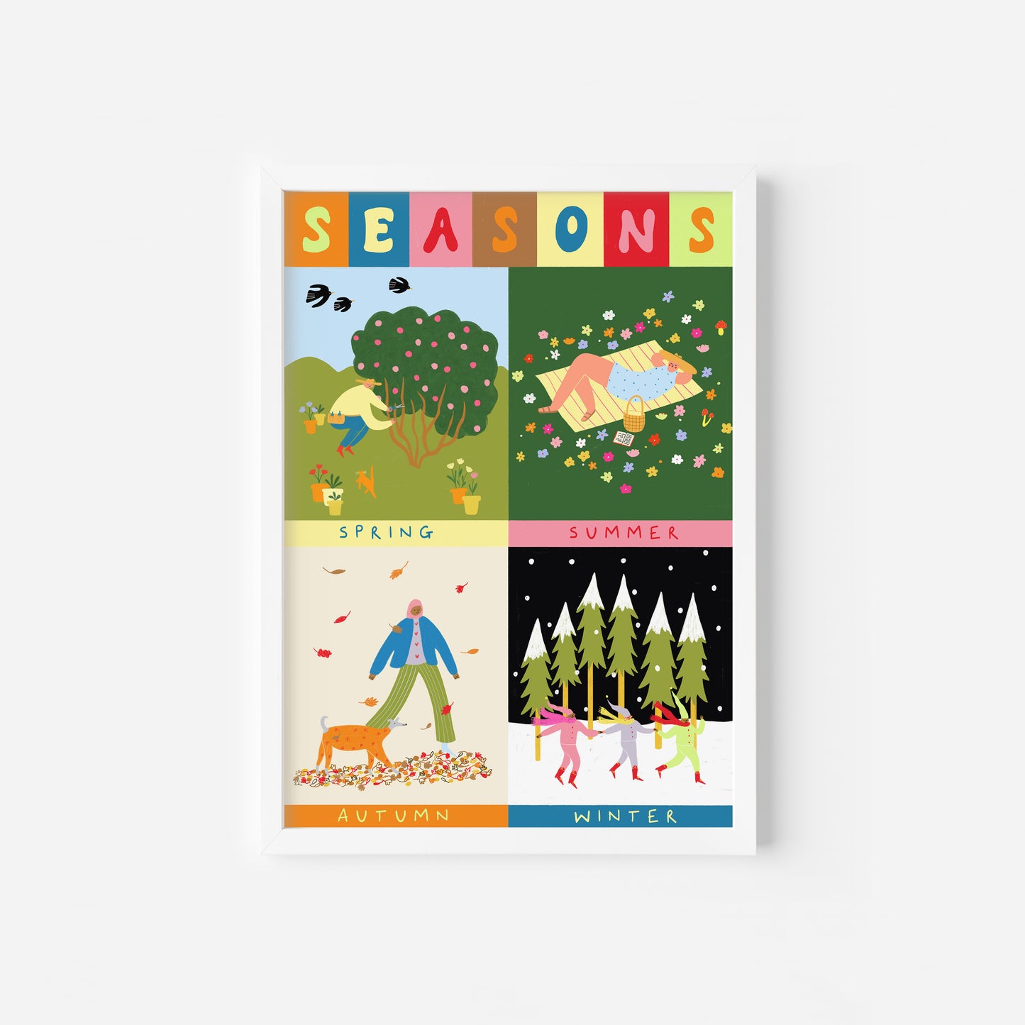 Folky Seasons Educational Art Print image 1