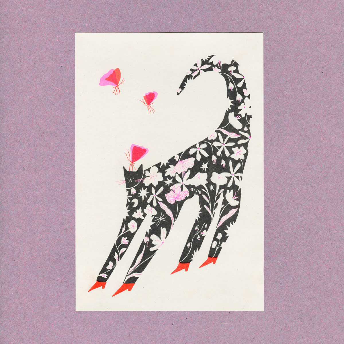 Risograph Black Cat Print