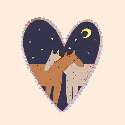 Hugging Horses Glitter Sticker image 0