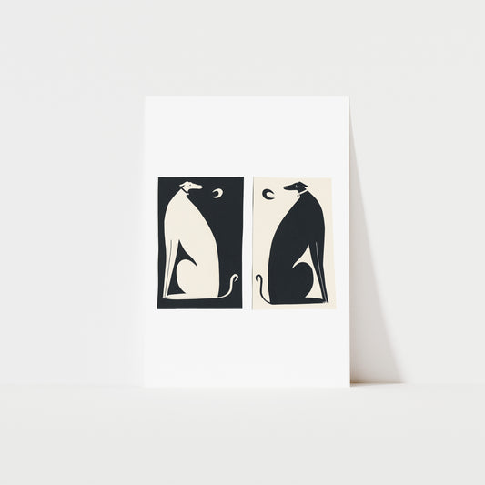 Black And White Dogs Art Print image 0