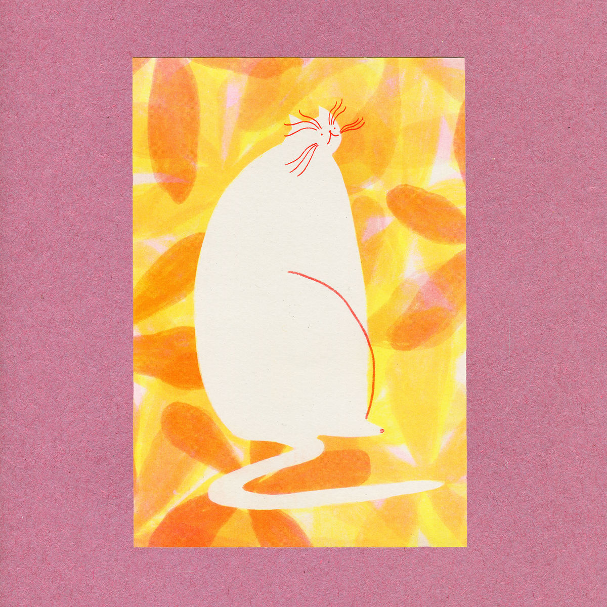 Risograph Orange Cat Print
