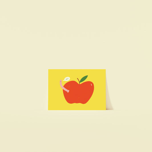 Worm In Apple Postcard Print image 0