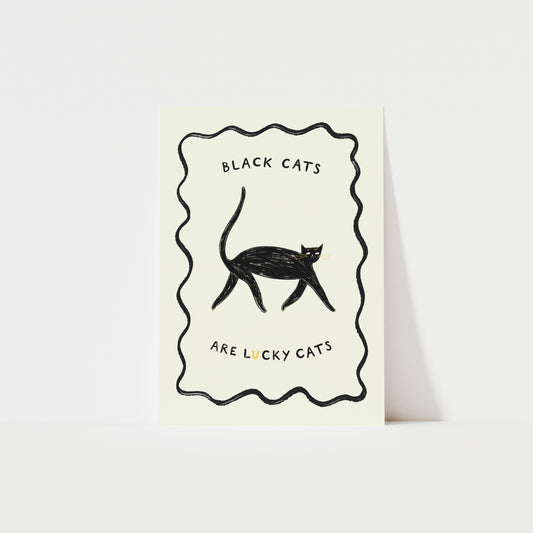 Black Cats Are Lucky Cats Art Print image 0