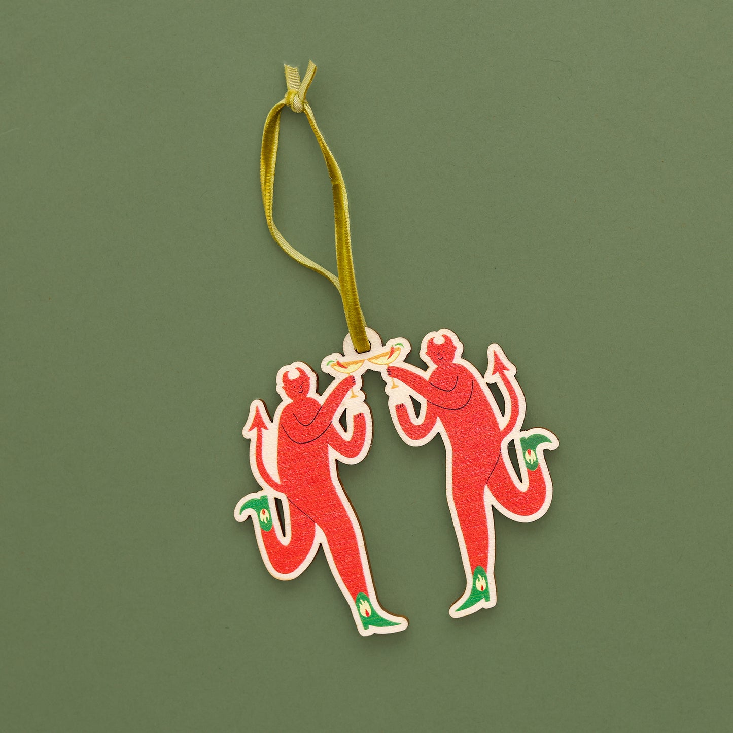 Toasting Devils Wooden Decoration image 4