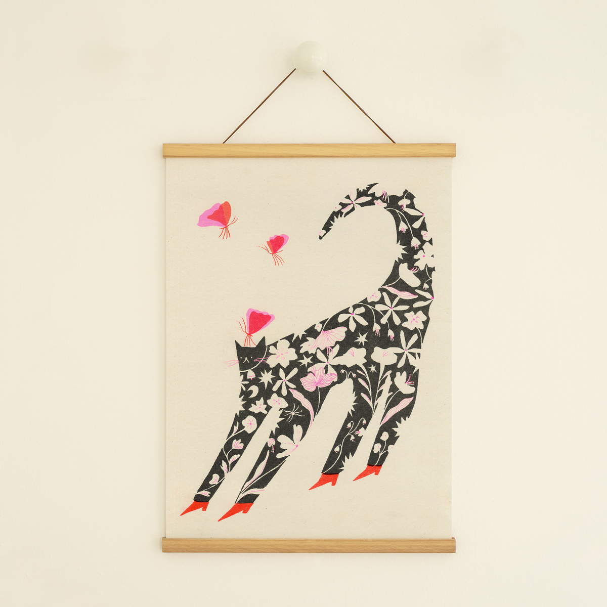 Risograph Black Cat Print