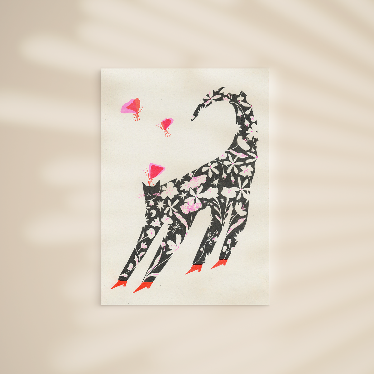 Risograph Black Cat Print