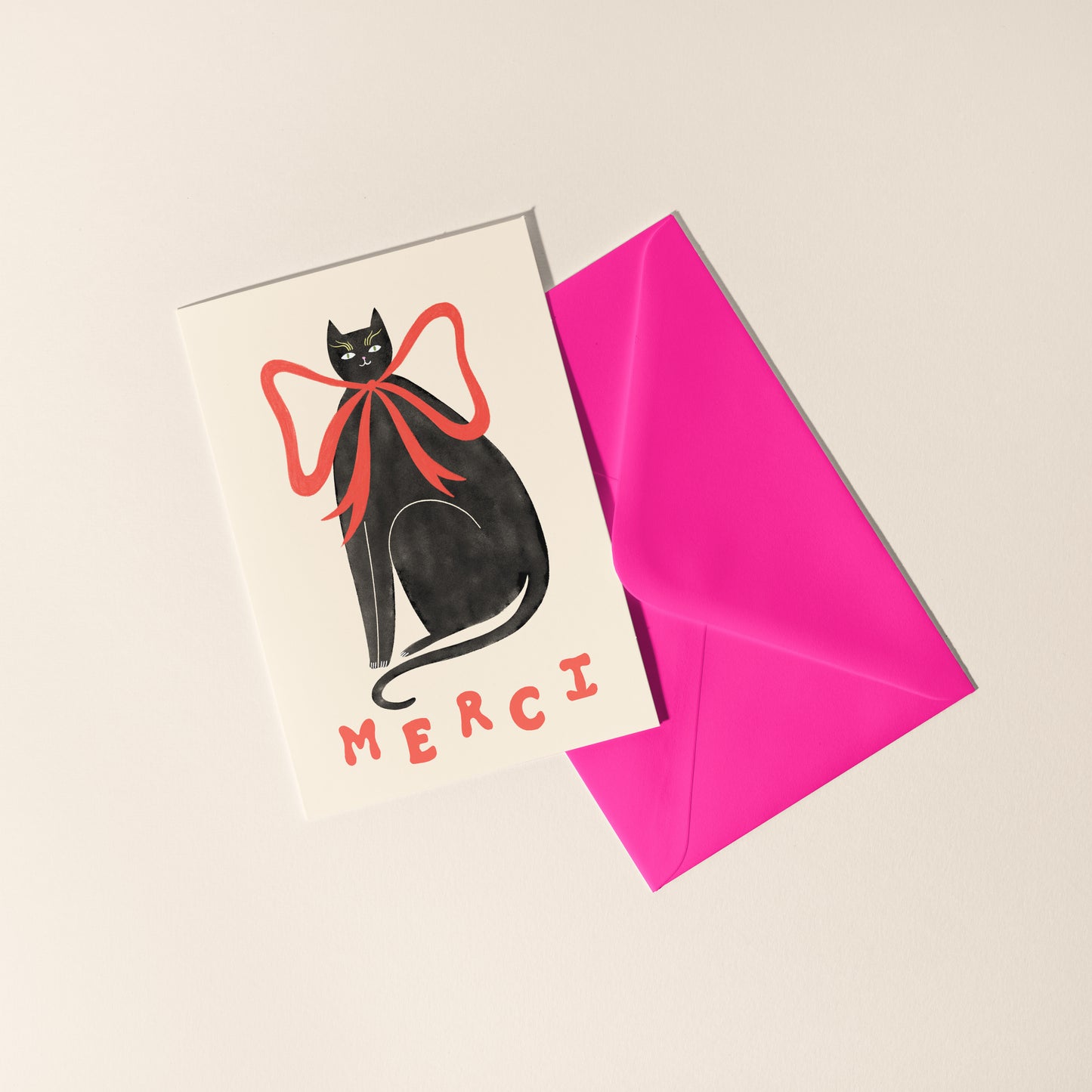 Merci Black Cat Thank You Card image 1