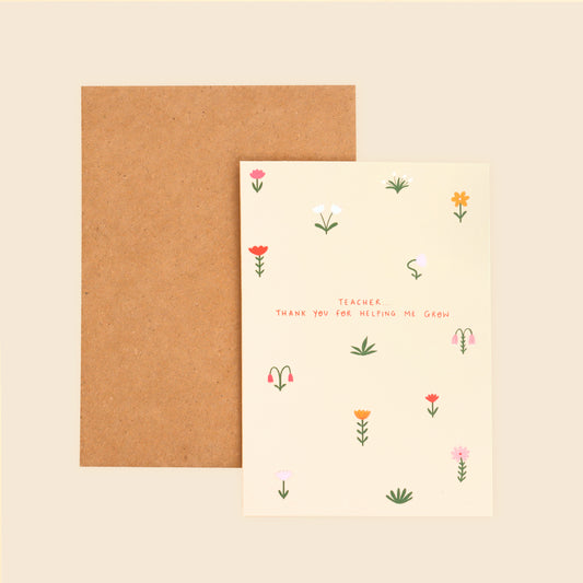 Floral Thank You Teacher Card image 0