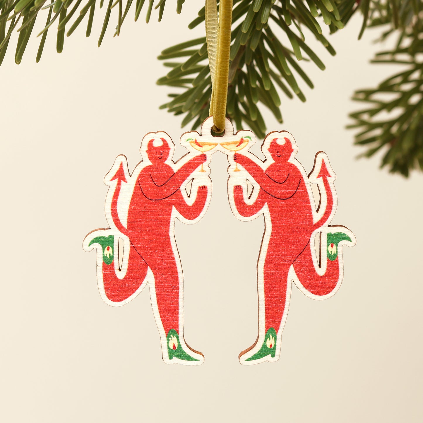 Toasting Devils Wooden Decoration image 3