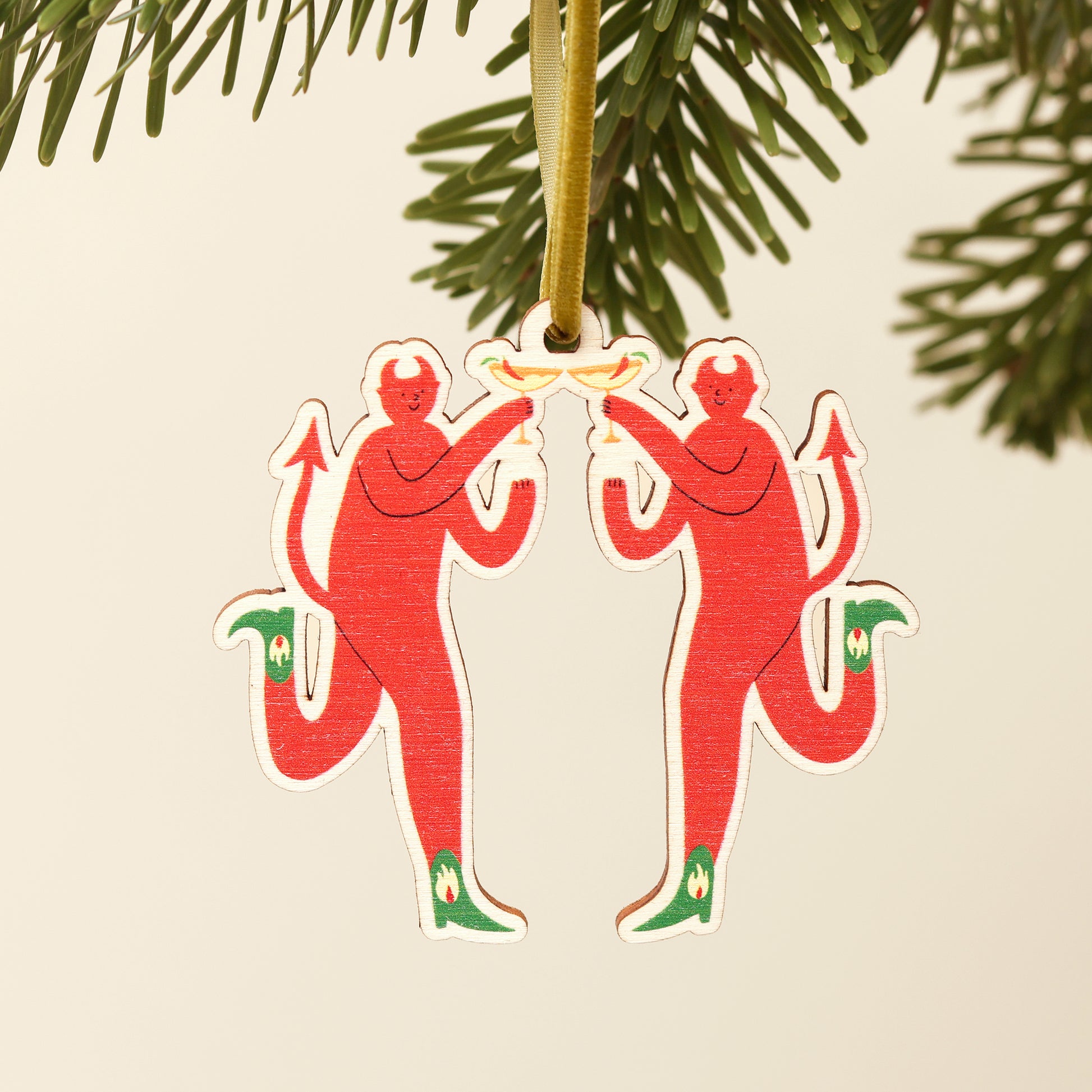 Toasting Devils Wooden Decoration image 3