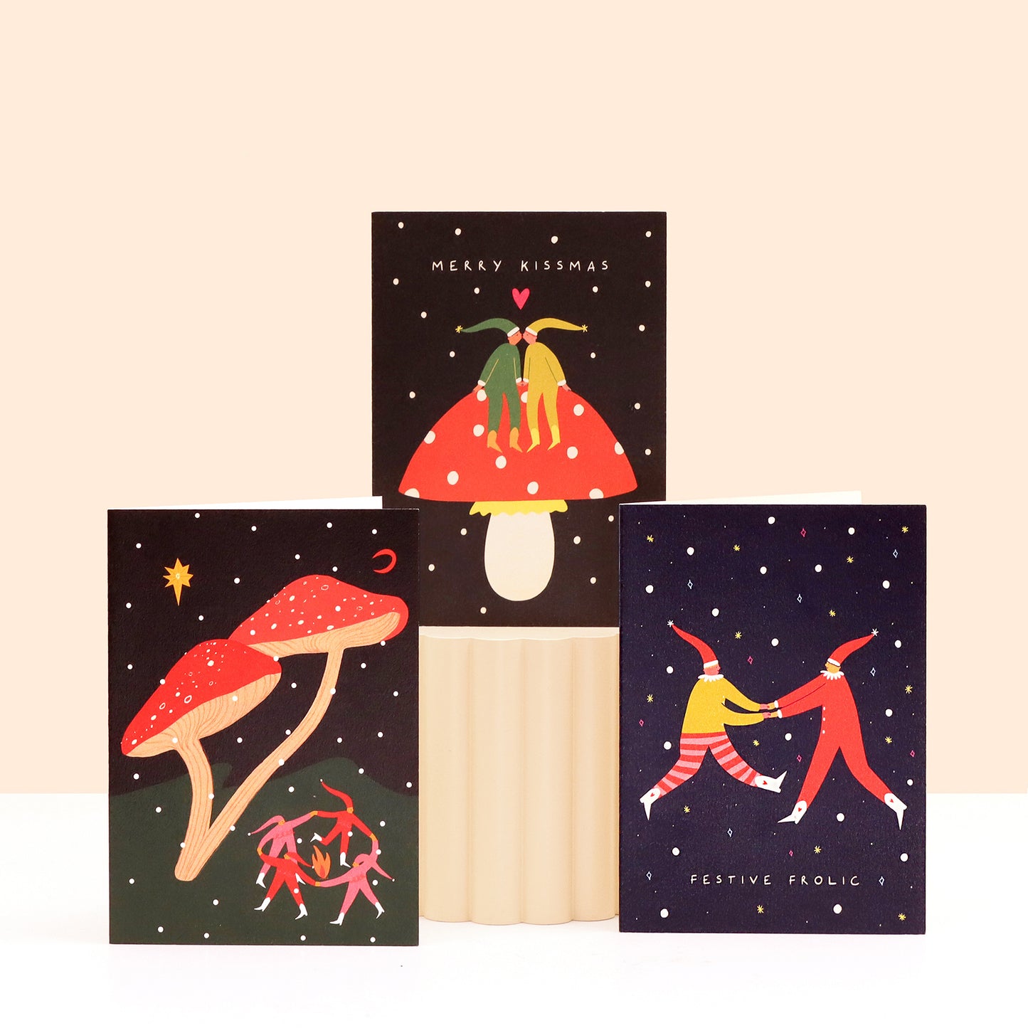 Folky Elves Christmas Card