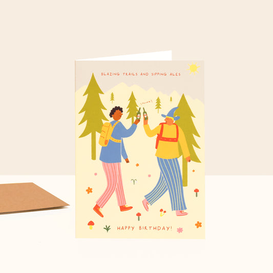 Blazing Trails, Sipping Ales Birthday Card