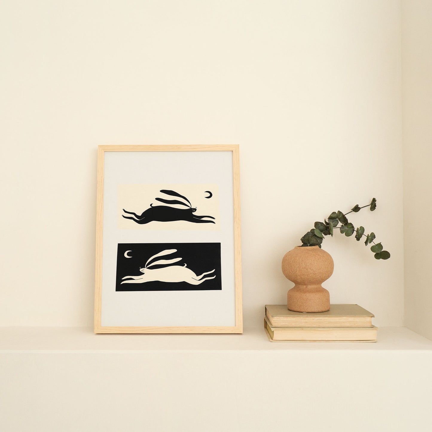 Black And White Rabbit Art Print image 1
