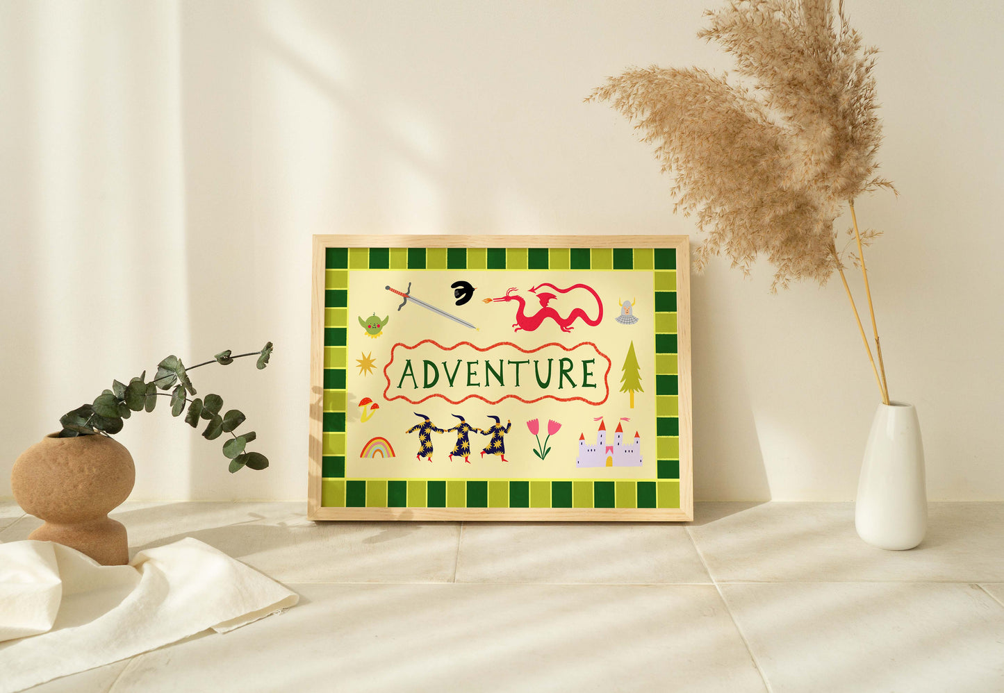 Folk Adventure Landscape Art Print