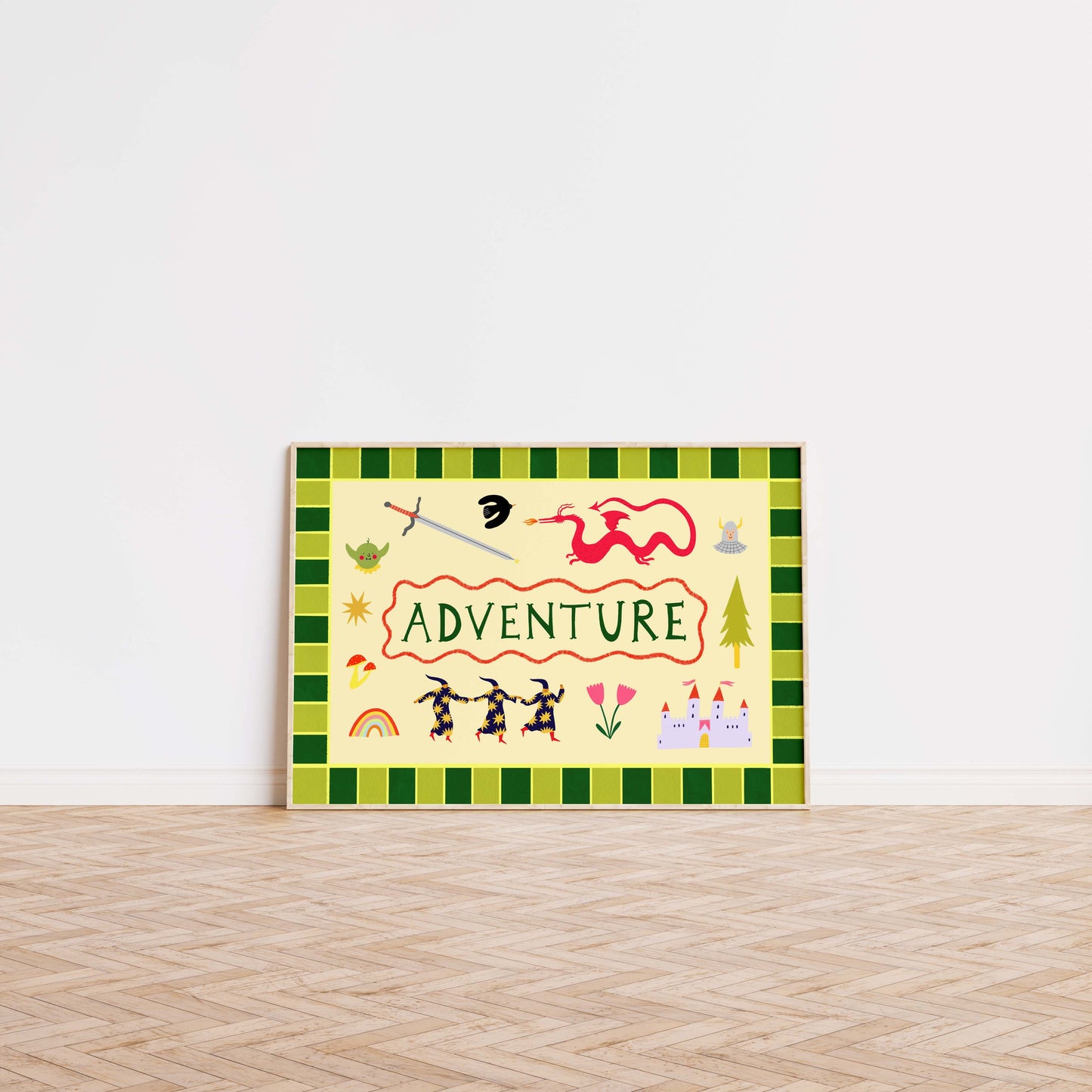 Folk Adventure Landscape Art Print