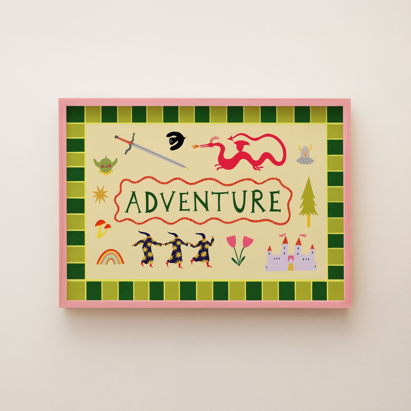 Folk Adventure Landscape Art Print