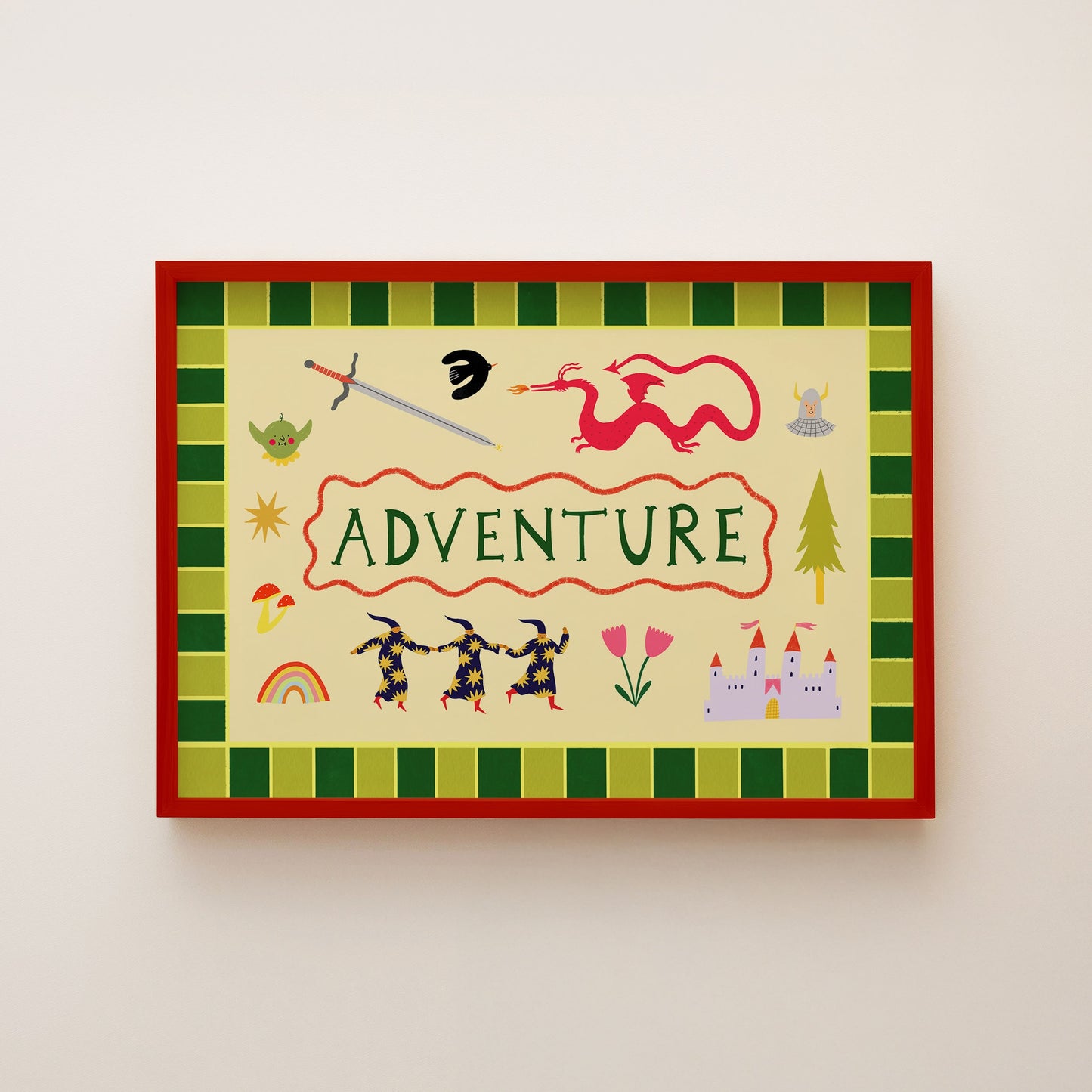 Folk Adventure Landscape Art Print