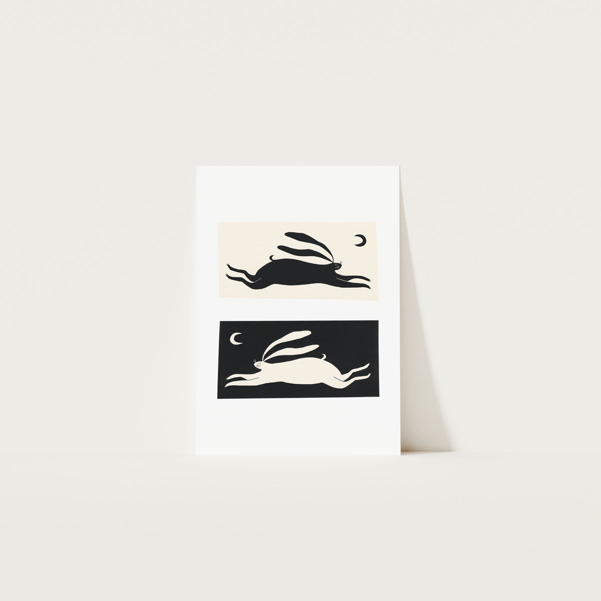 Black + White Rabbit Art Print A3