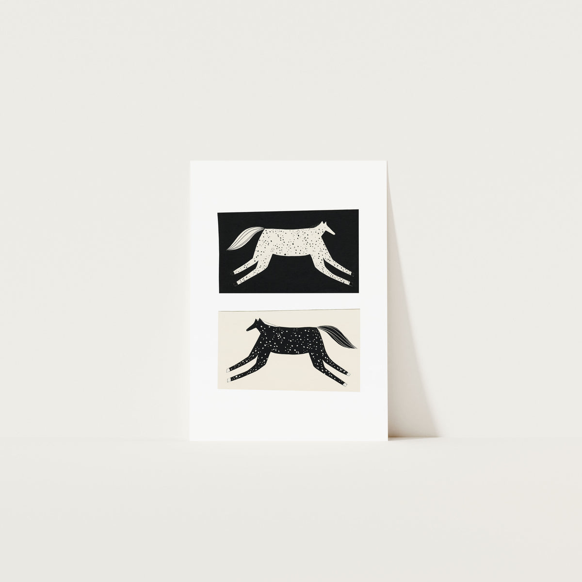 Black + White Horse Art Print A5