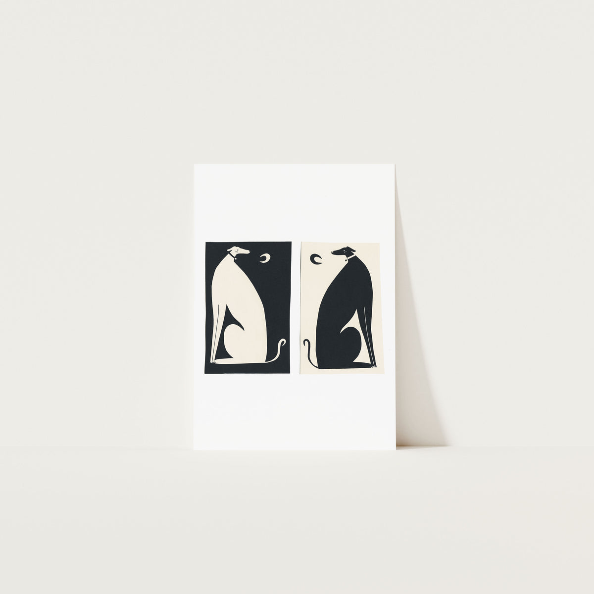 Black + White Dogs Art Print A5