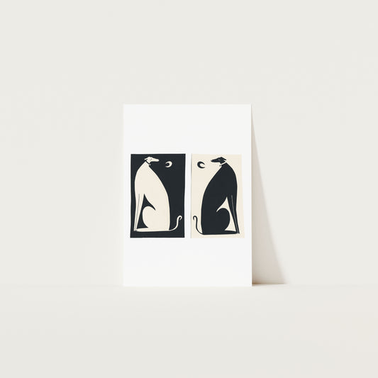 Black + White Dogs Art Print A4