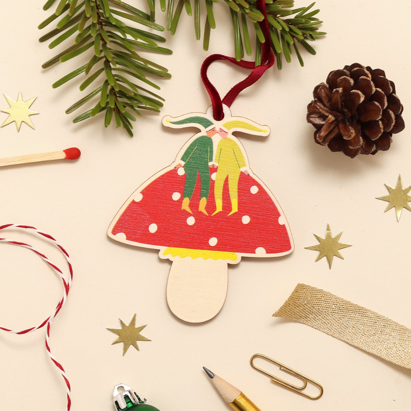 Kissing Elves Christmas Tree Decoration image 0