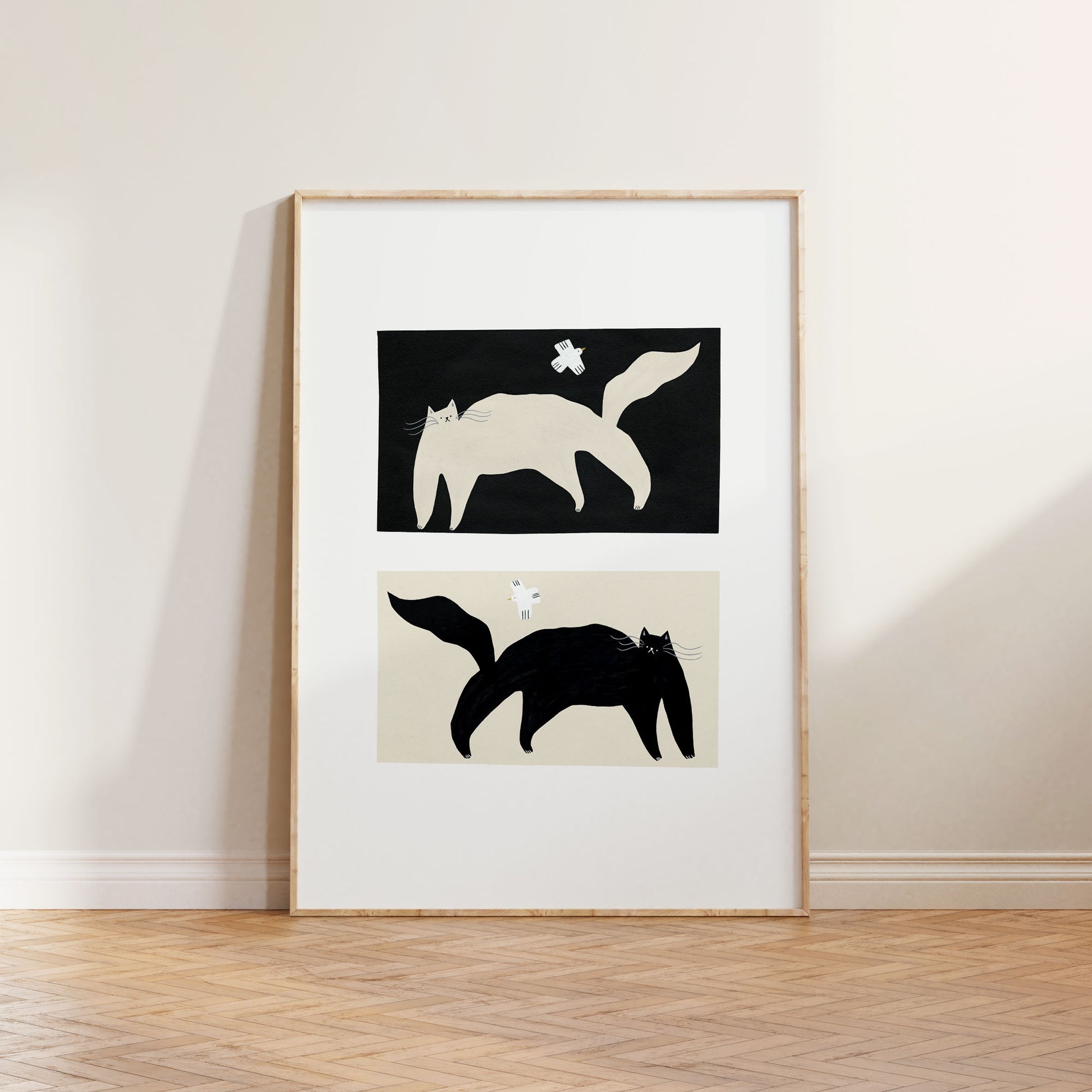 Black And White Cats Art Print image 1