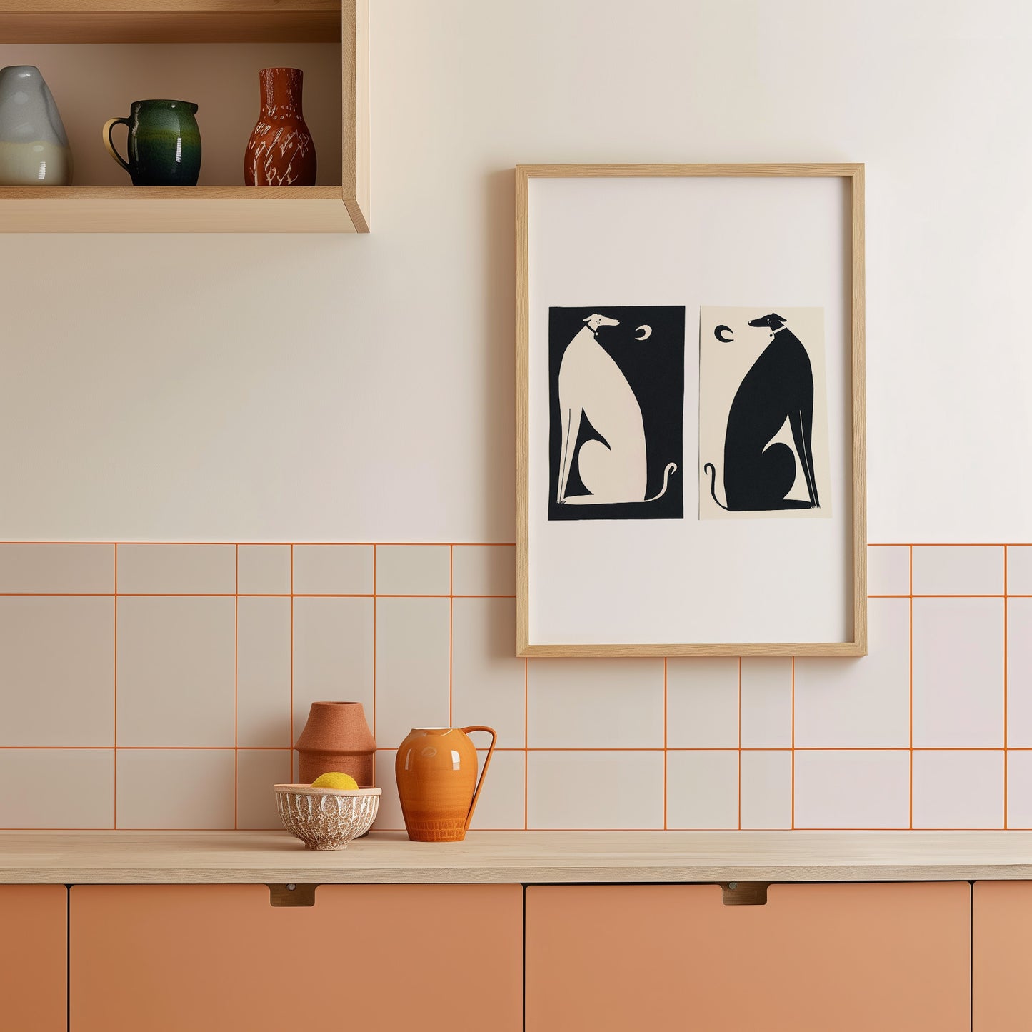 Black And White Dogs Art Print