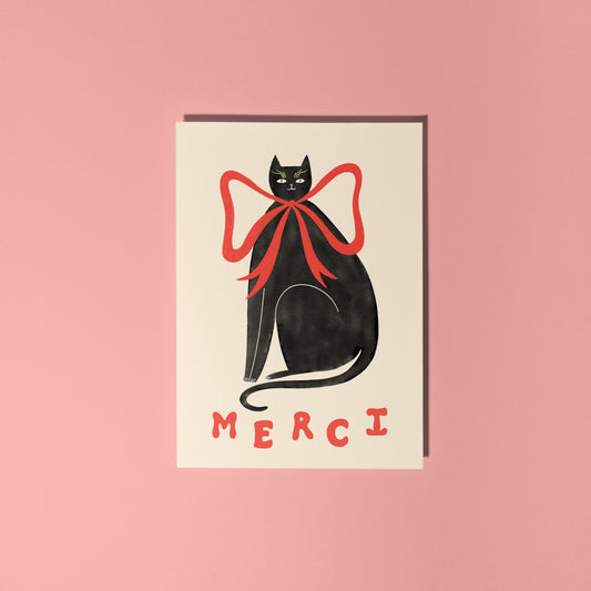 Merci Black Cat Thank You Card image 0