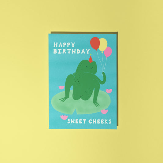 Sweet Cheeks Frog Birthday Card image 0
