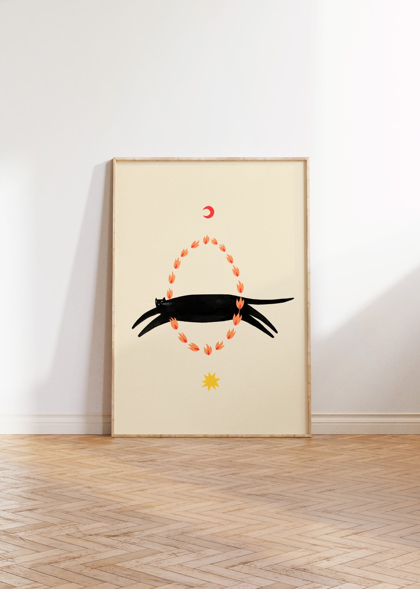 Fiery Circus Cat Art Print