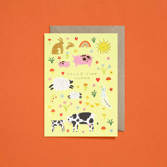 Hello Tiny Human Baby Card | Gold Foiled Card
