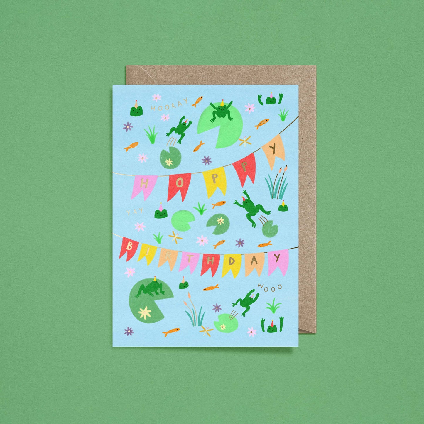 Frog Hoppy Birthday Card | Gold Foiled Card