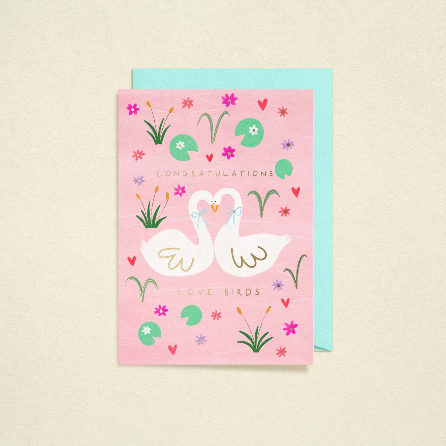 Love Birds Wedding Card | Gold Foiled Card