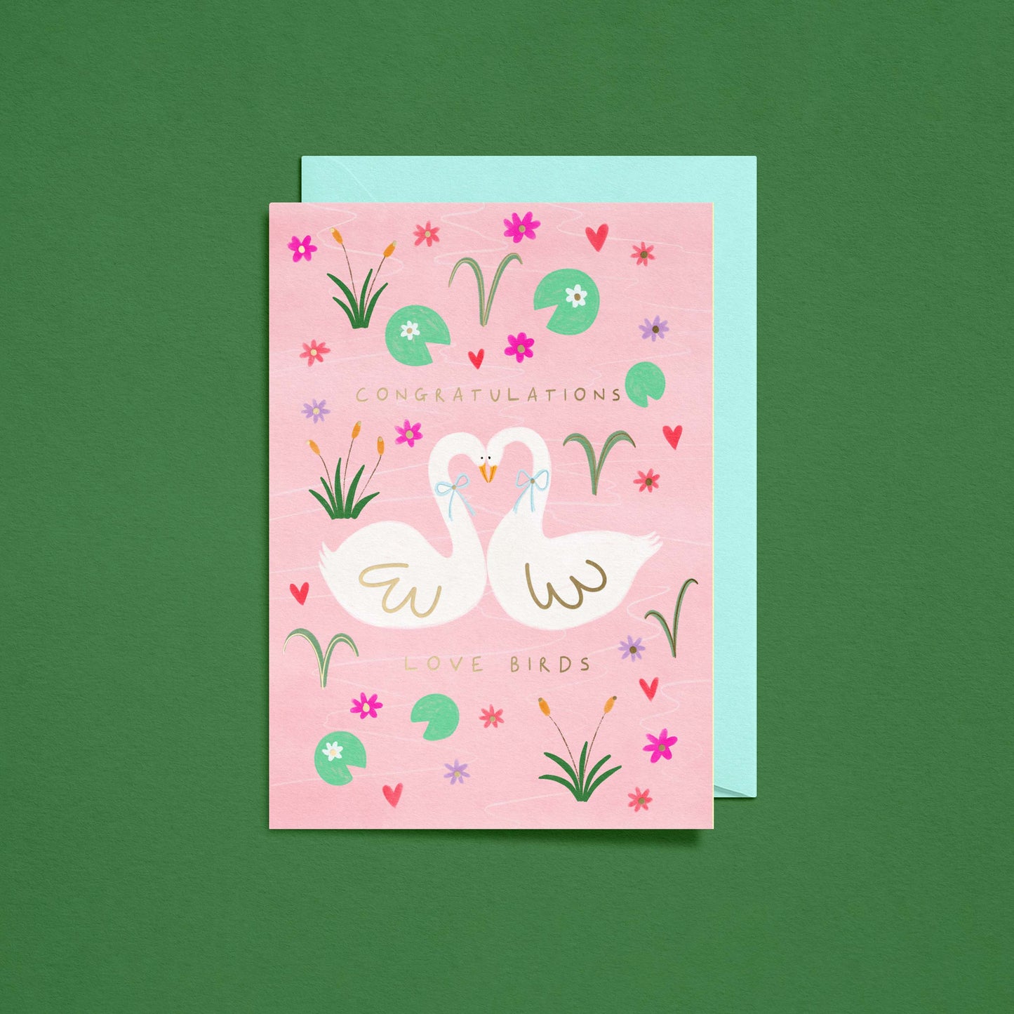Love Birds Wedding Card | Gold Foiled Card