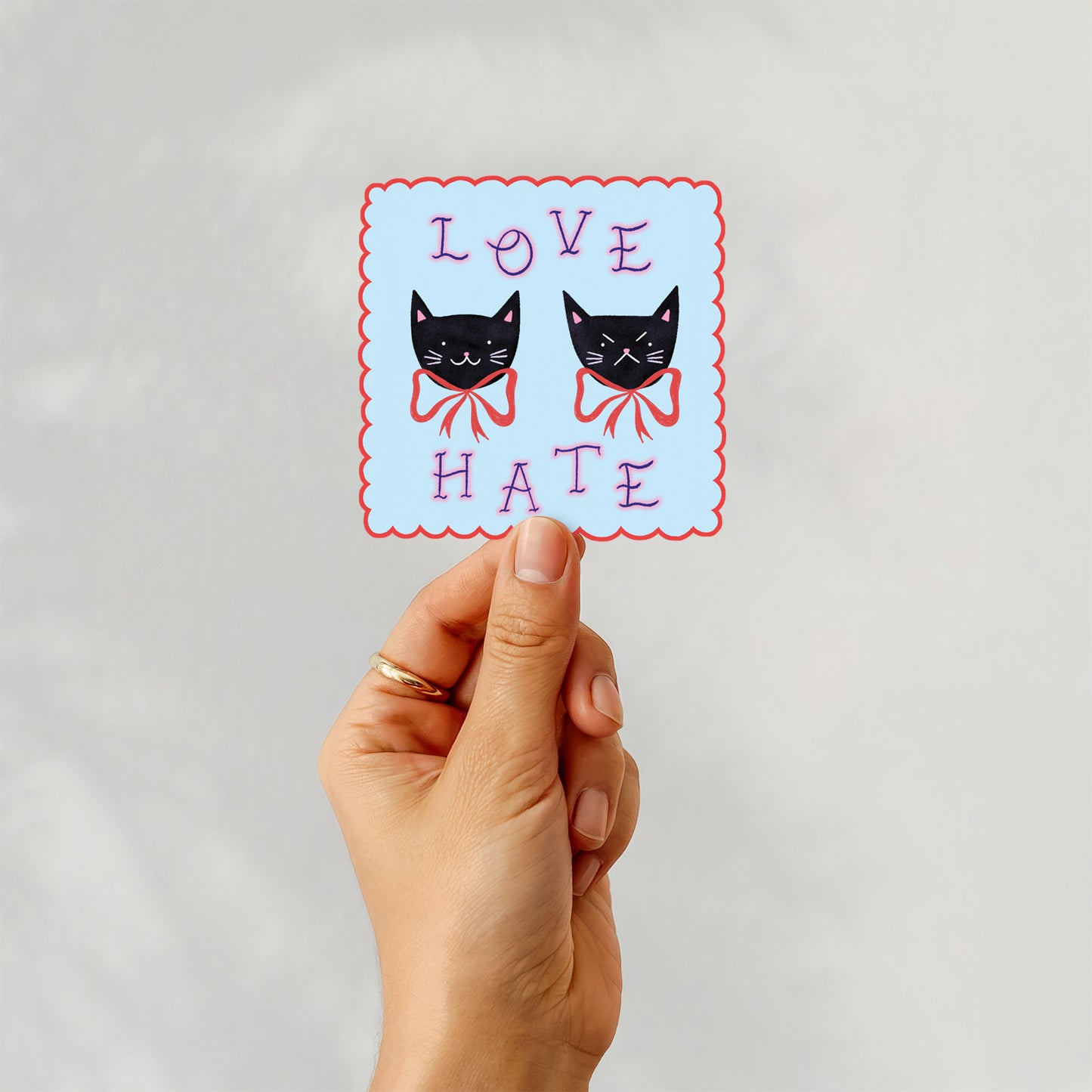 Love / Hate Black Cat Sticker
