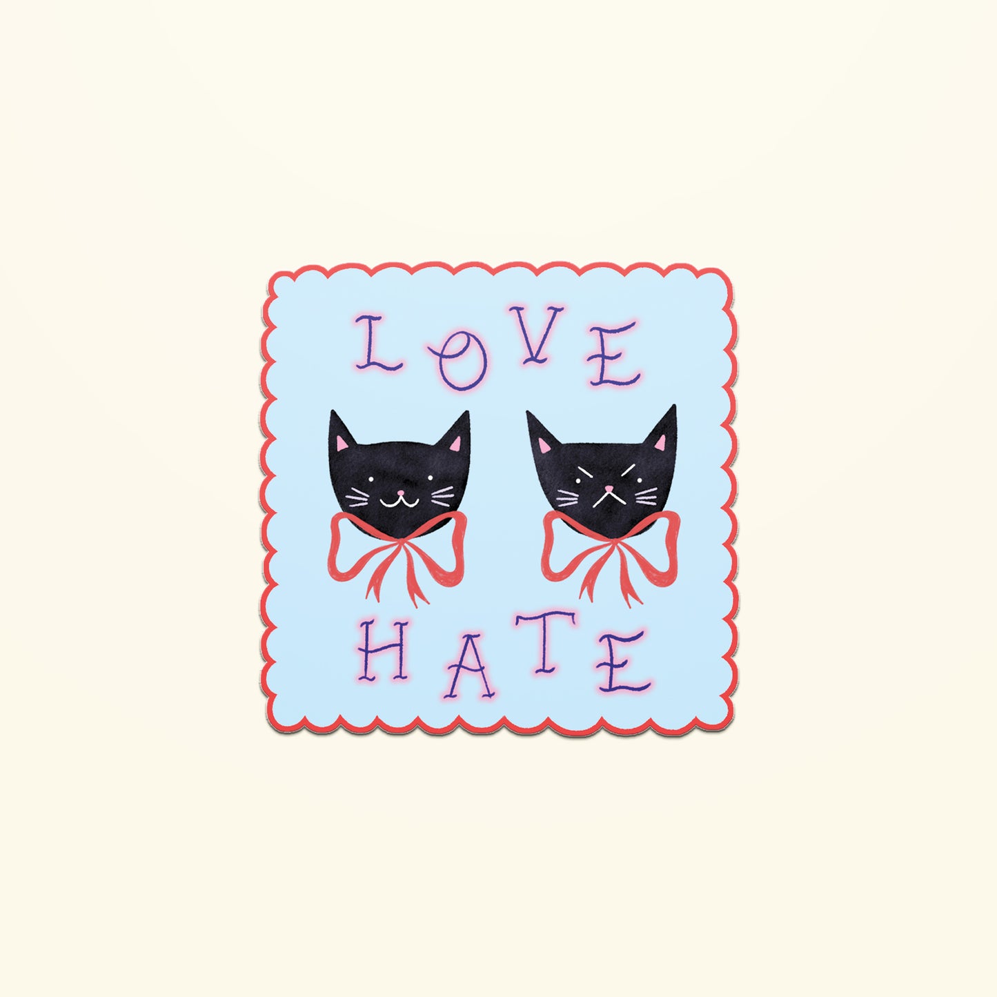 Love / Hate Black Cat Sticker