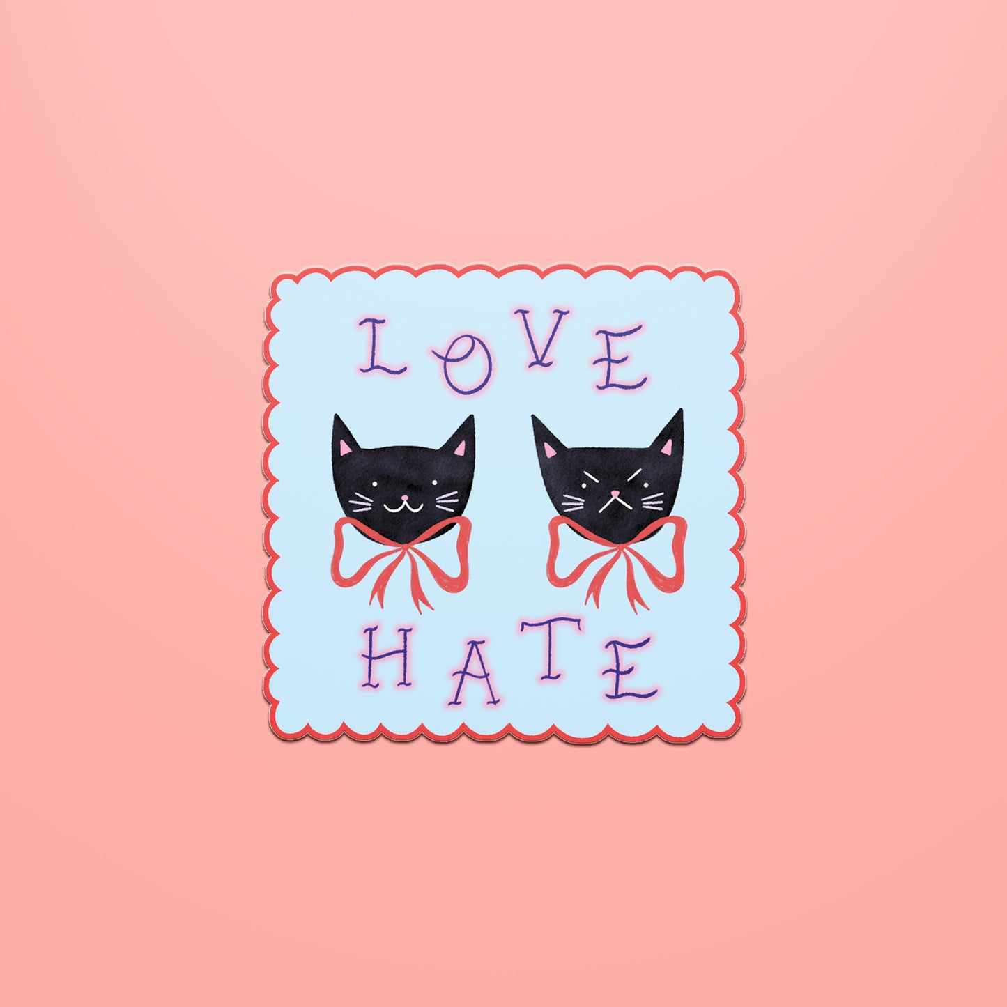 Love / Hate Black Cat Sticker