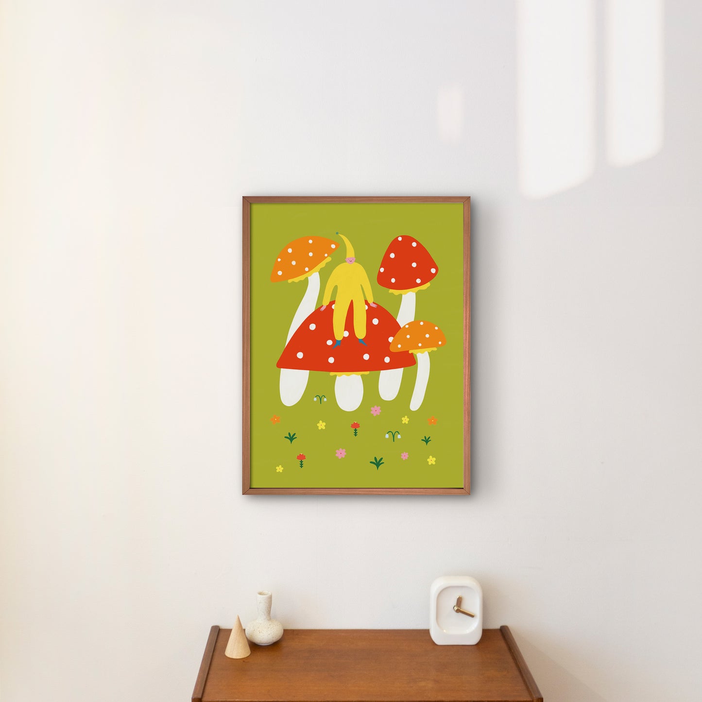 Folky Pixie Toadstool Art Print